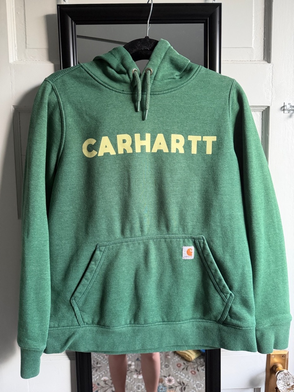 Carhartt Green Pullover Hoodie with Pale Yellow Logo